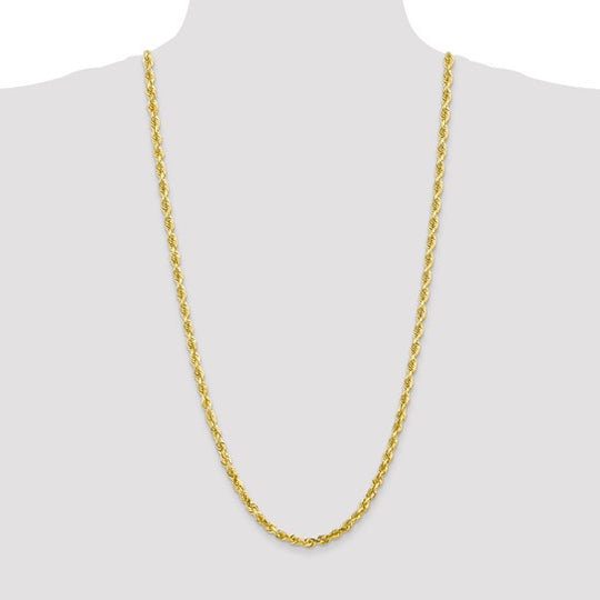 Cadena Cuerda 10K Oro Amarillo 5mm con Acabado Diamante Cuádruple