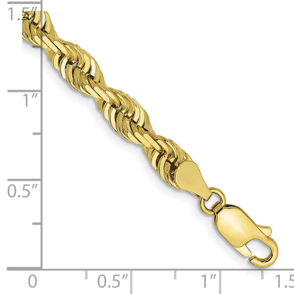 10K Diamond Cut Quadruple Rope Bracelet, 8 Inch, 5mm