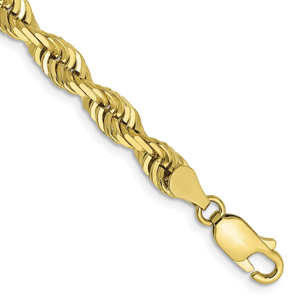 10K Diamond Cut Quadruple Rope Bracelet, 8 Inch, 5mm