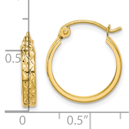 Aretes de Aro Tubo Cuadrado D/C en Oro Amarillo de 10k