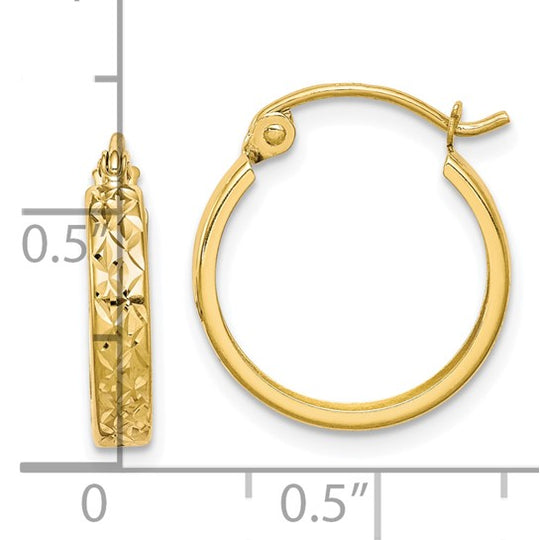 Aretes de Aro Tubo Cuadrado D/C en Oro Amarillo de 10k