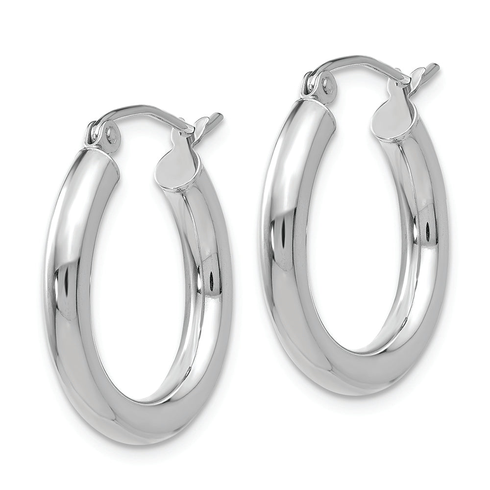 Polished 10k White Gold 3mm Tubular Hoop Earrings