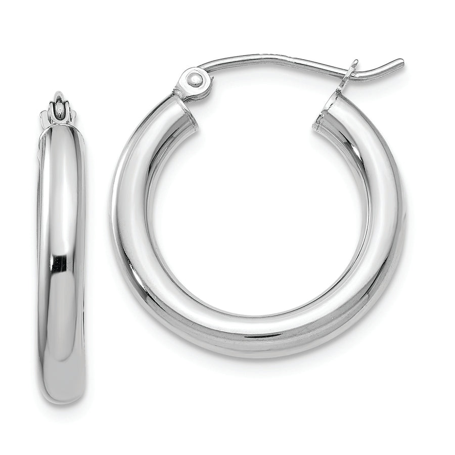 Aretes de Aro Tubulares en Oro Blanco de 10k Pulido de 3 mm