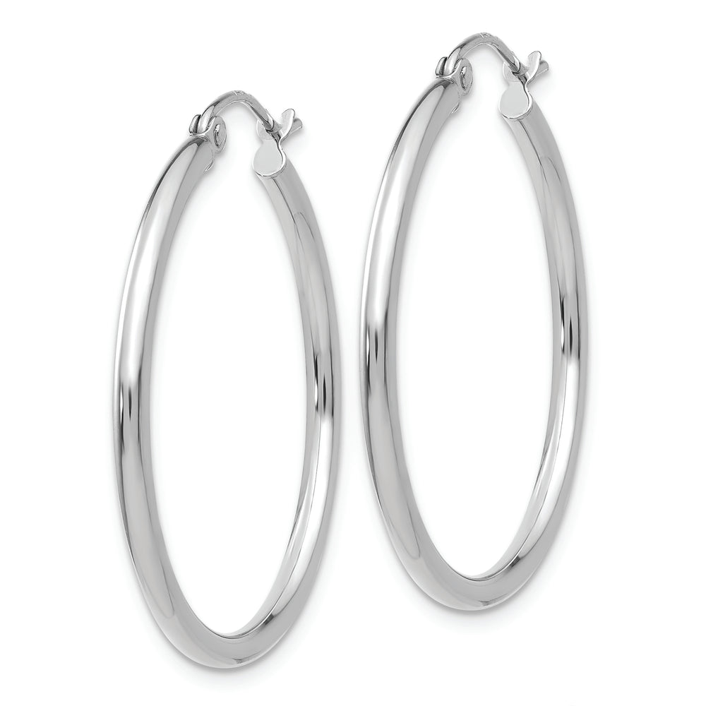 Aretes de Aro en Oro Blanco de 10k Pulido Tubo de 2 mm