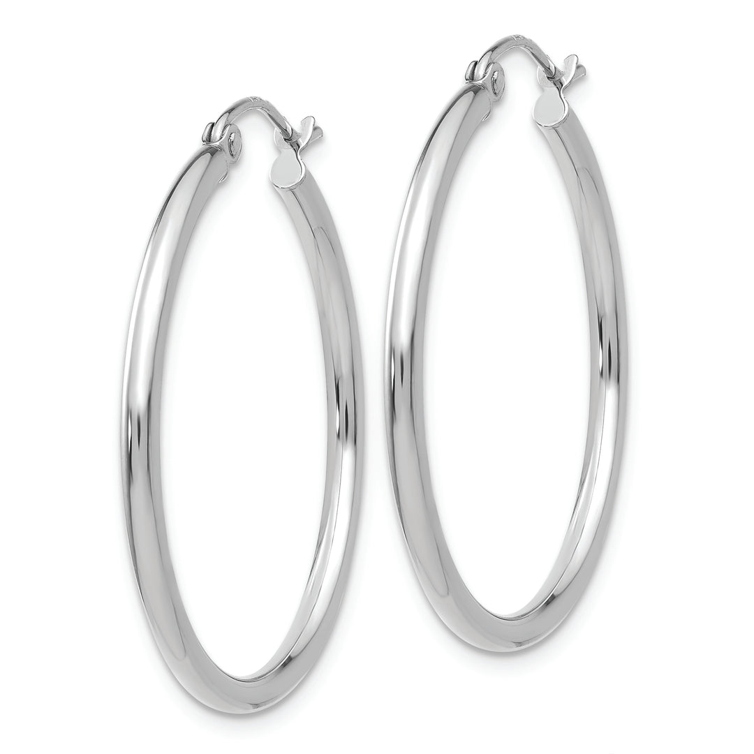 Aretes de Aro en Oro Blanco de 10k Pulido Tubo de 2 mm