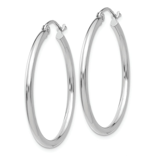 Aretes de Aro en Oro Blanco de 10k Pulido Tubo de 2 mm