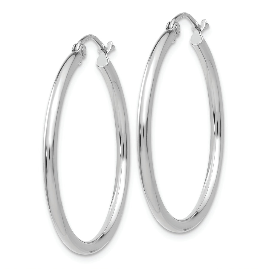 Aretes de Aro en Oro Blanco de 10k Pulido Tubo de 2 mm