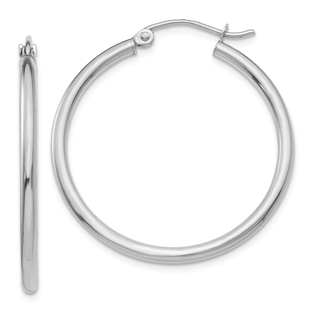 Aretes de Aro en Oro Blanco de 10k Pulido Tubo de 2 mm