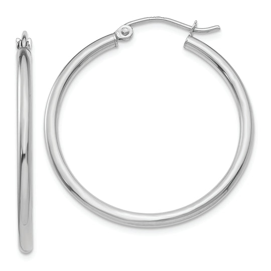 Aretes de Aro en Oro Blanco de 10k Pulido Tubo de 2 mm