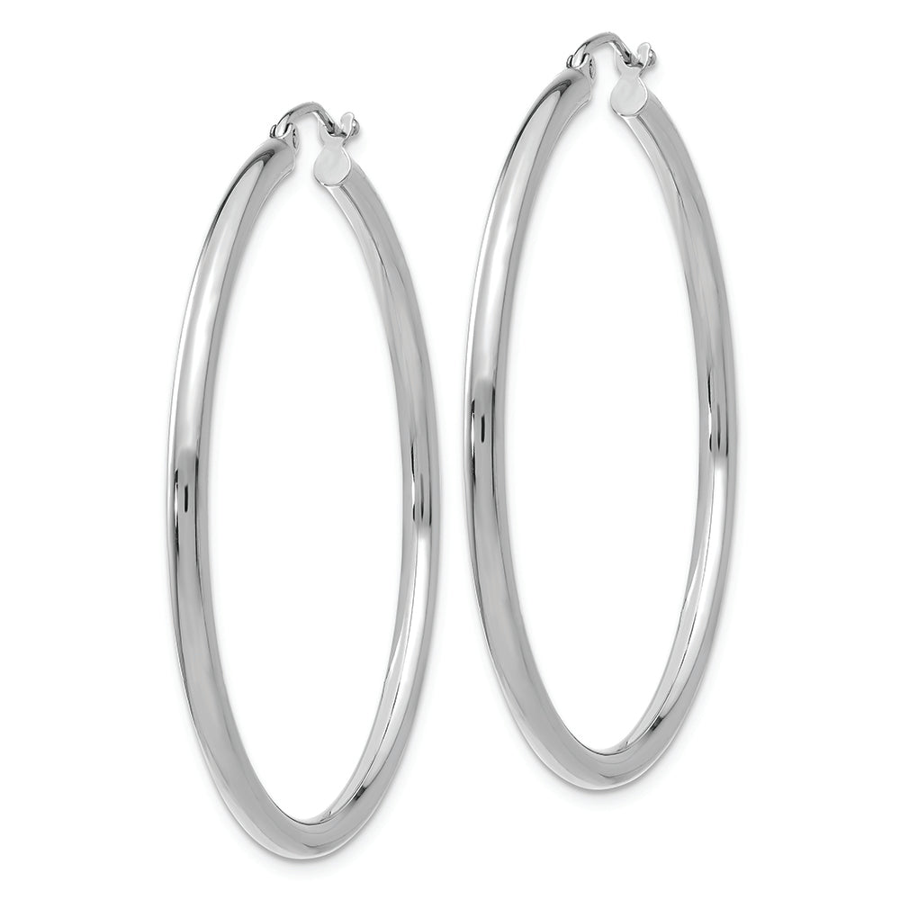 Pendientes de aro de tubo de 2,5 mm pulido en oro blanco de 10 quilates