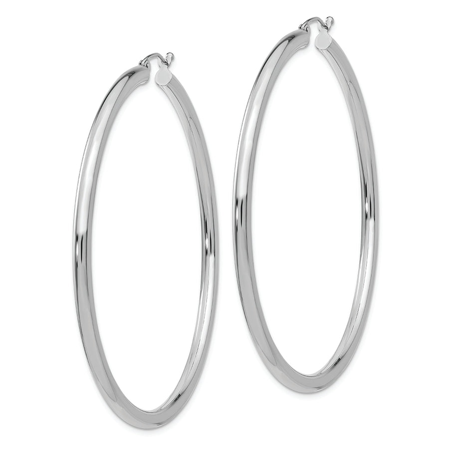 Pendientes de aro de tubo de 3 mm pulido en oro blanco de 10 quilates