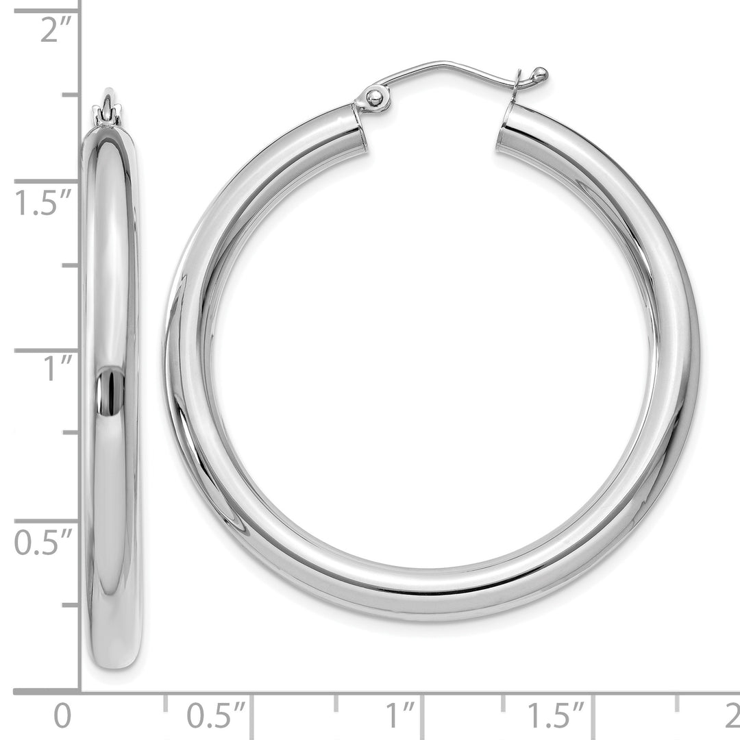 4mm polished tube hoop earrings in 10k white gold