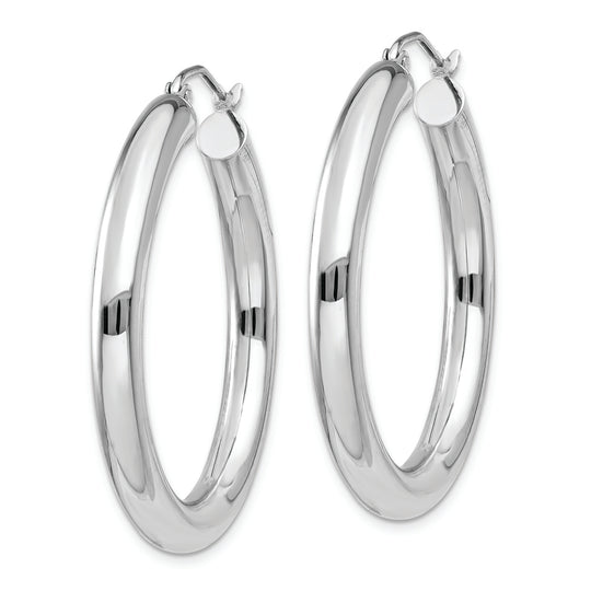4mm polished tube hoop earrings in 10k white gold