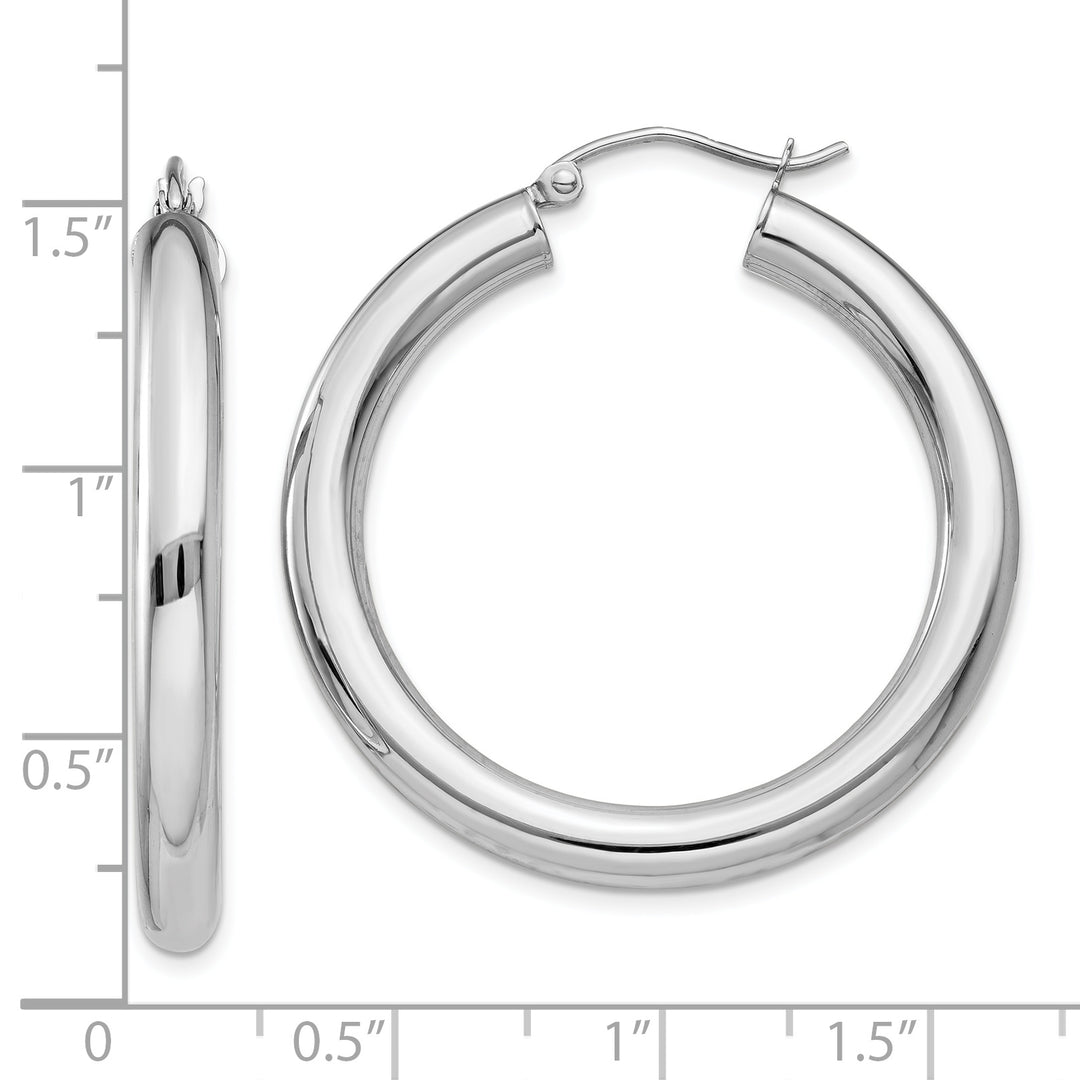 4mm polished tube hoop earrings in 10k white gold