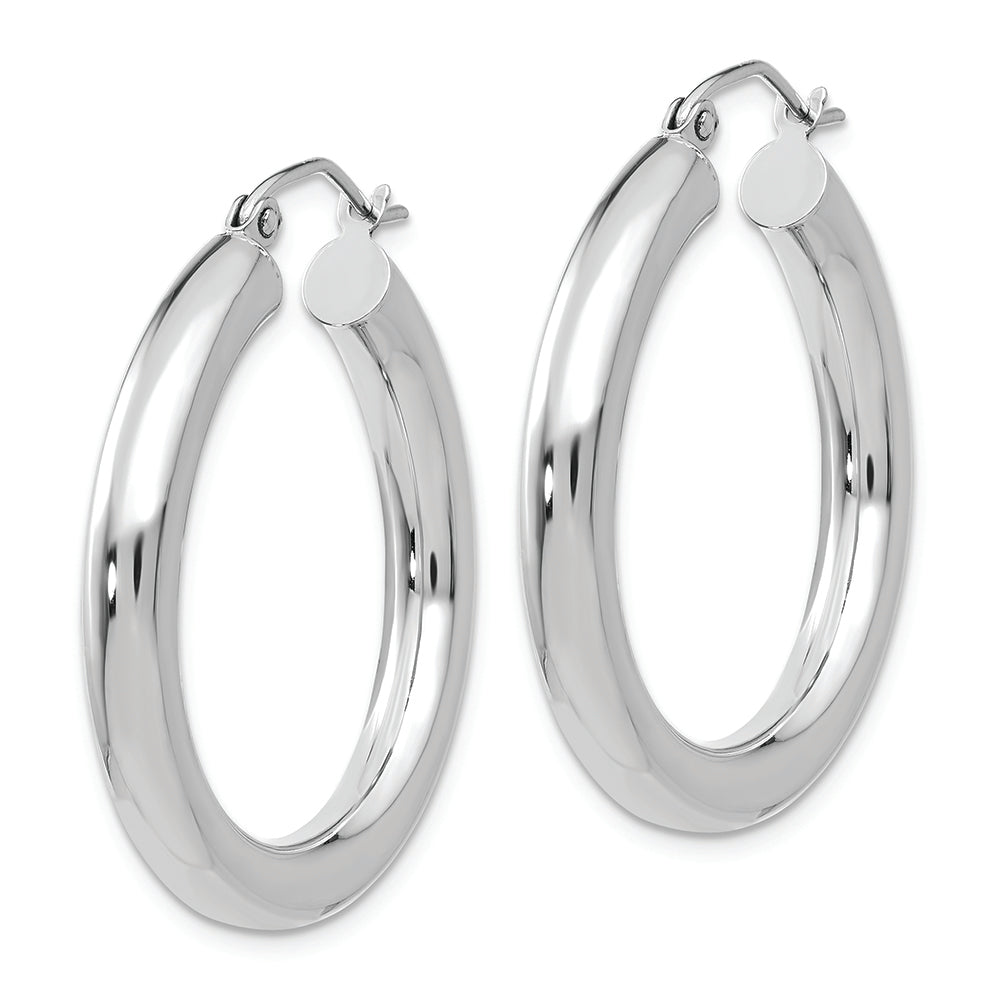 4mm polished tube hoop earrings in 10k white gold