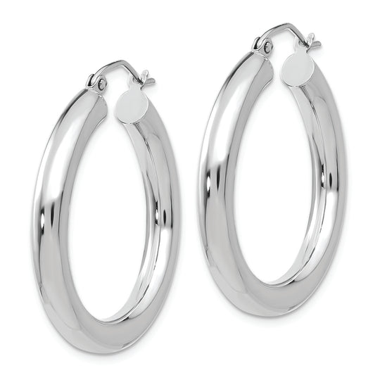 4mm polished tube hoop earrings in 10k white gold