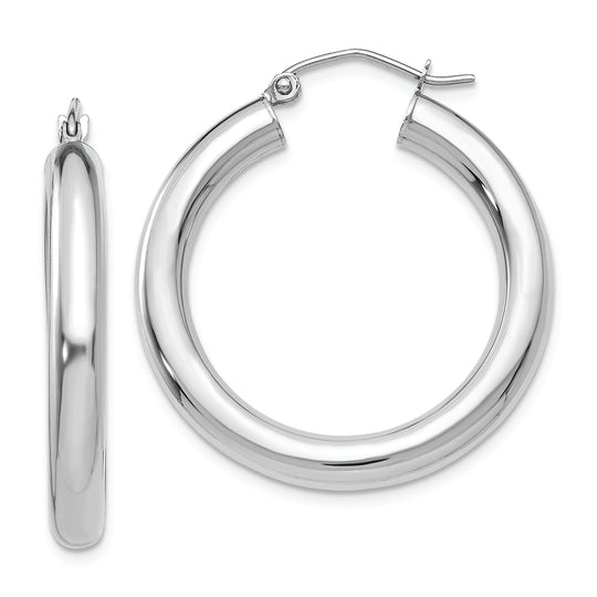 4mm polished tube hoop earrings in 10k white gold