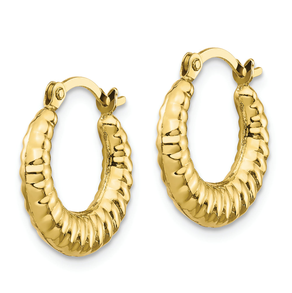 Aretes de Aro Huecos con Borde Festoneado en Oro Amarillo de 10K