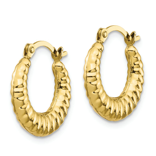 Aretes de Aro Huecos con Borde Festoneado en Oro Amarillo de 10K