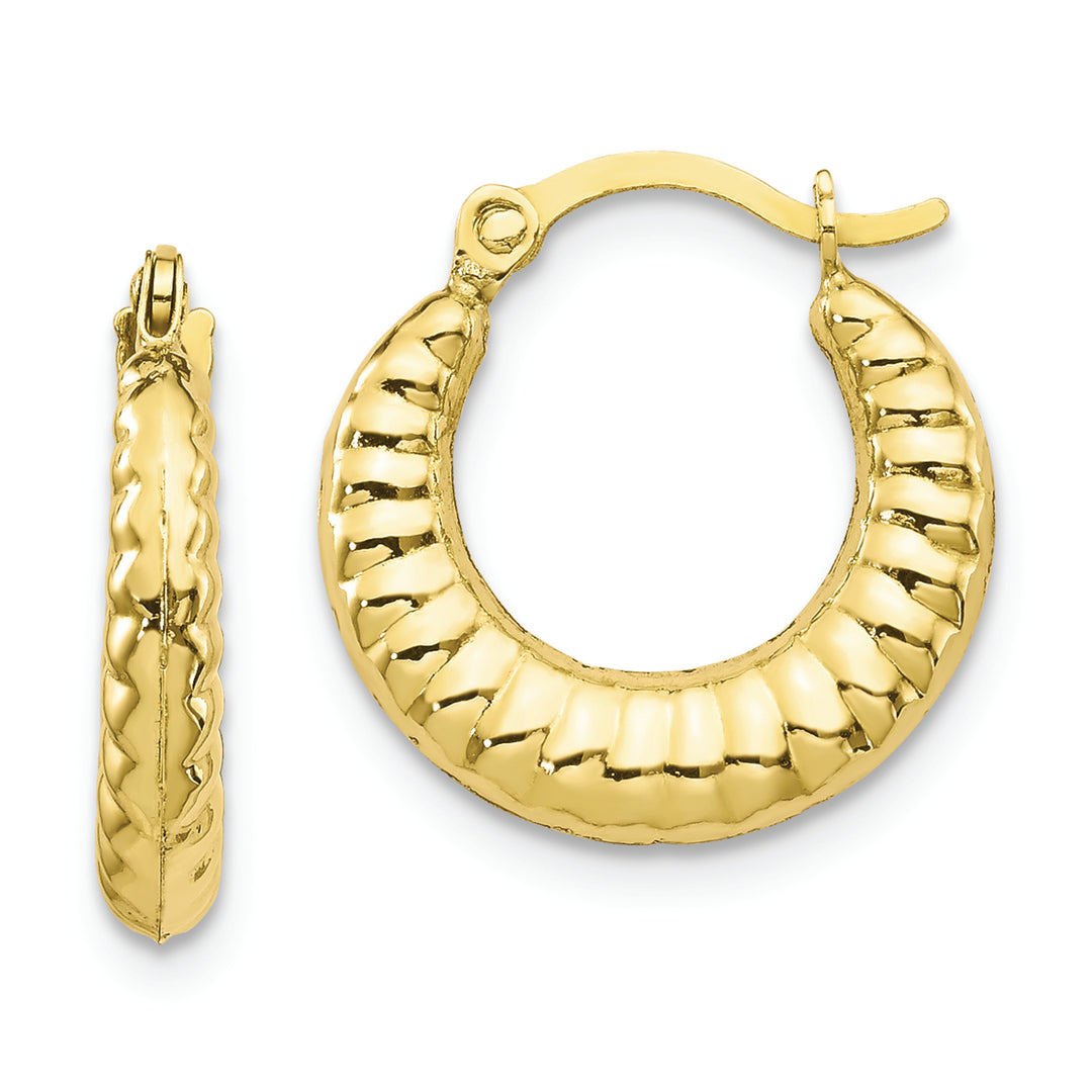 Aretes de Aro Huecos con Borde Festoneado en Oro Amarillo de 10K
