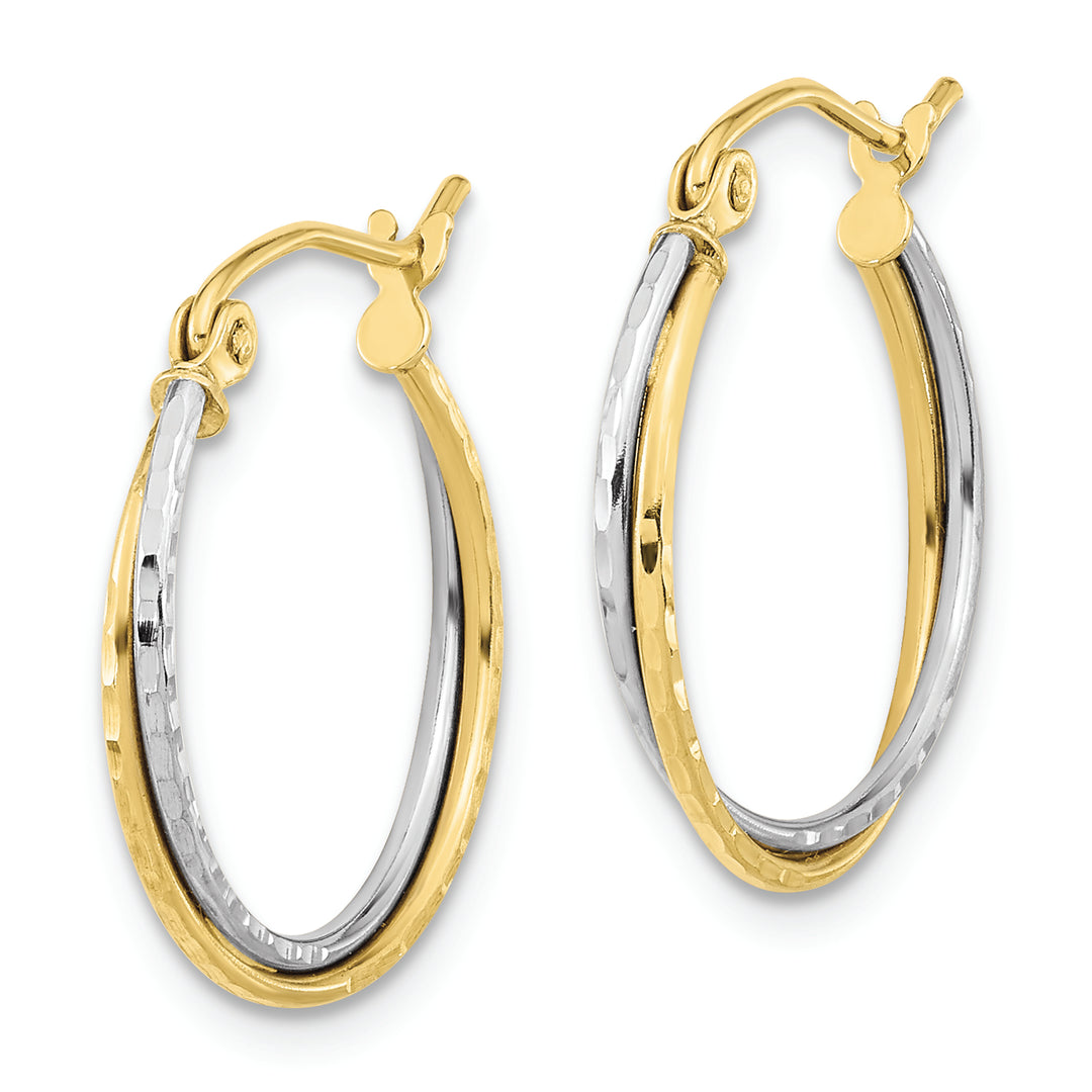 10K Two-Tone Diamond-Cut Twisted Hoop Earrings