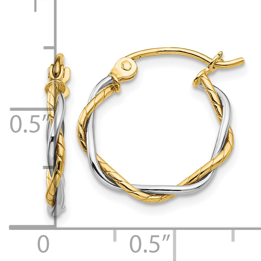 Polished Twisted Hoop Earrings in 10K Two-Tone Gold