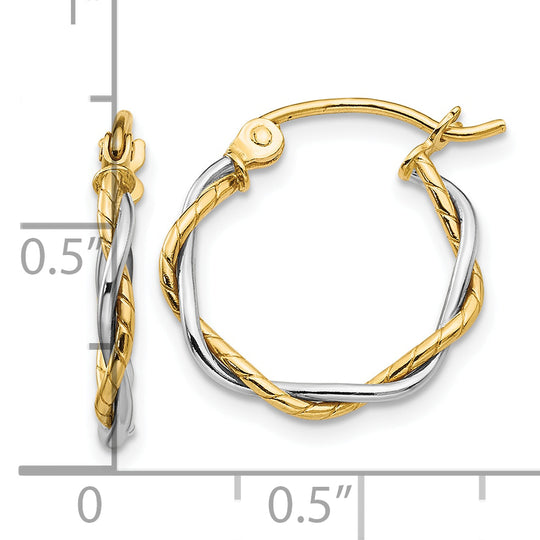 Polished Twisted Hoop Earrings in 10K Two-Tone Gold
