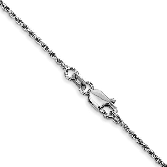 Cadena de Cuerda 10K Oro Blanco 1.15mm Cortada a Diamante Hecha a Máquina
