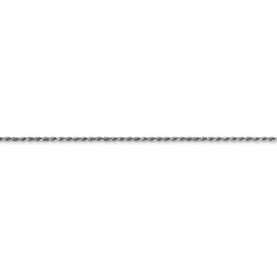 Cadena de Cuerda 10K Oro Blanco 1.15mm Cortada a Diamante Hecha a Máquina