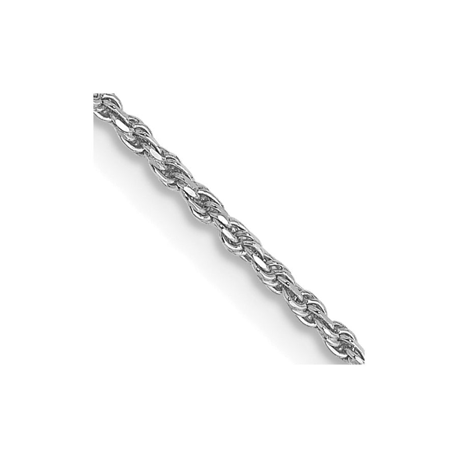 Cadena de Cuerda 10K Oro Blanco 1.15mm Cortada a Diamante Hecha a Máquina