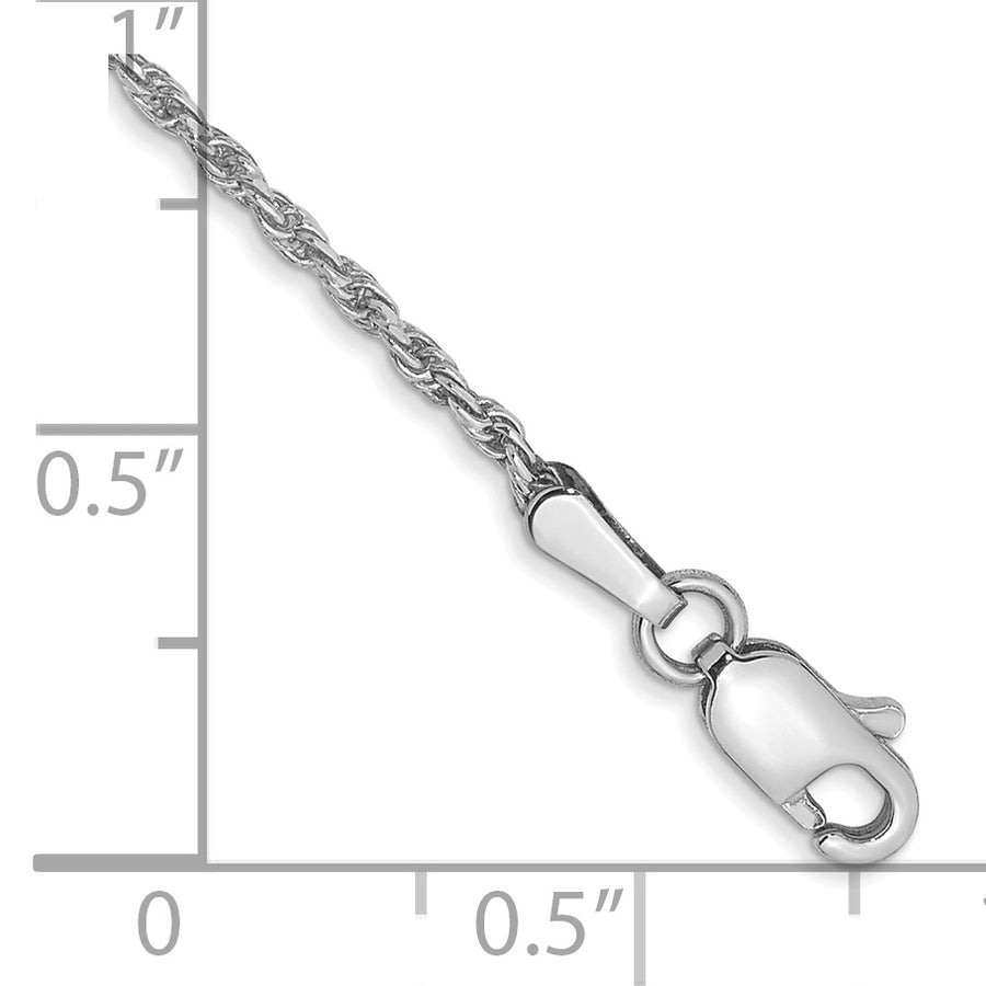 Tobillera de 10K Oro Blanco 1.3mm D/C Hecha a Máquina con Cadena de Cuerda