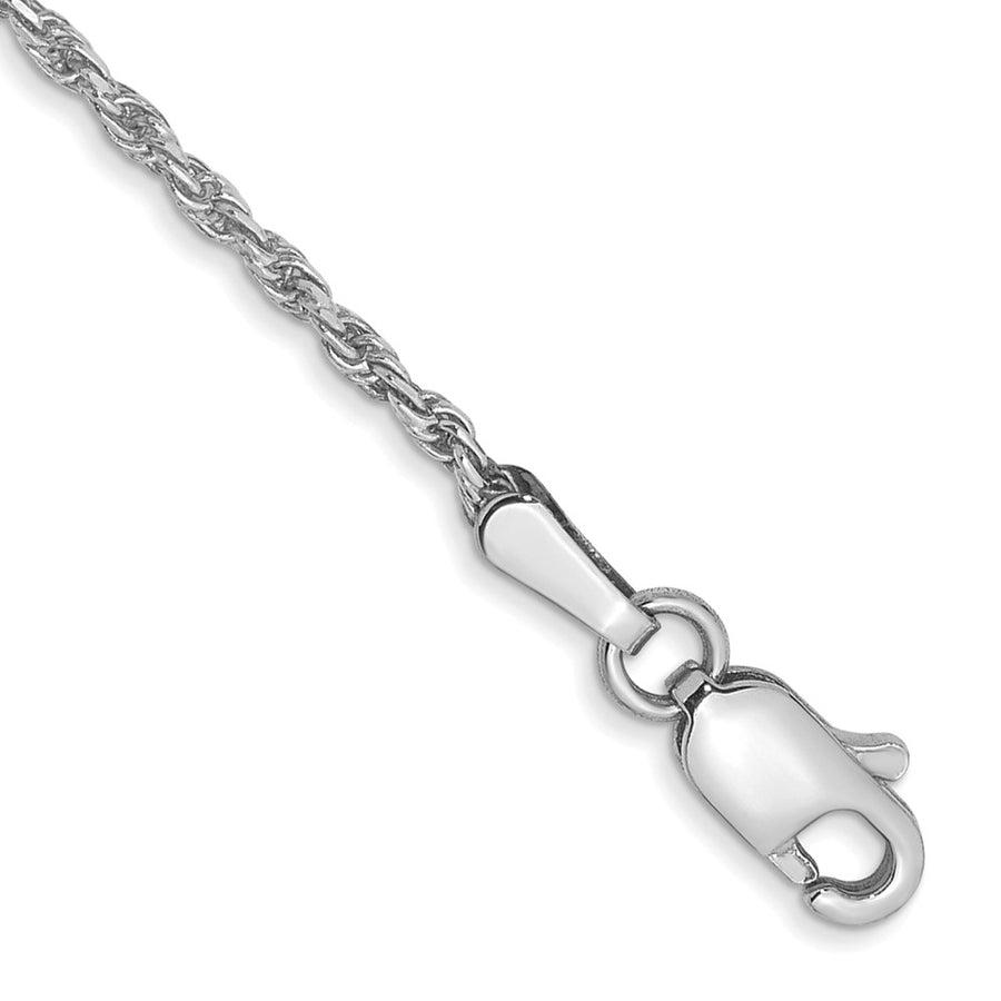 Tobillera de 10K Oro Blanco 1.3mm D/C Hecha a Máquina con Cadena de Cuerda