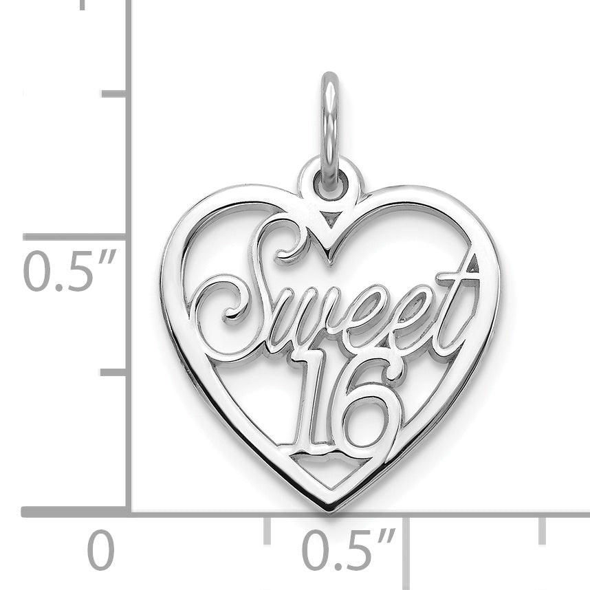 Colgante "Sweet 16" en Corazón de Oro Blanco de 10K