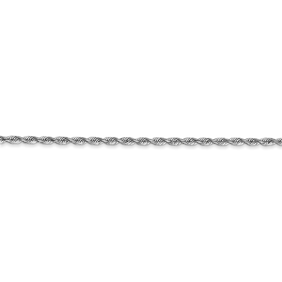 Cadena de cuerda cuádruple D/C de 1,85 mm de oro blanco de 10 k