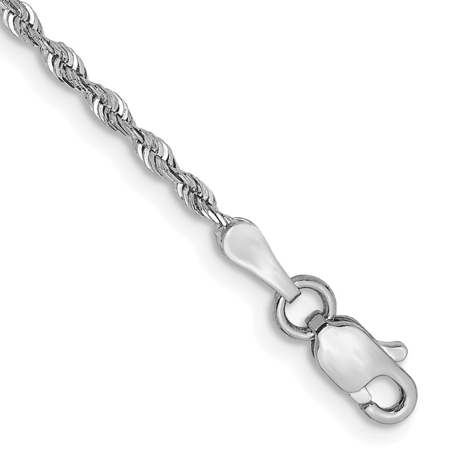 Tobillera de Cadena de Cuerda Cuádruple de Oro Blanco de 10K de 1.85 mm con Corte Diamante