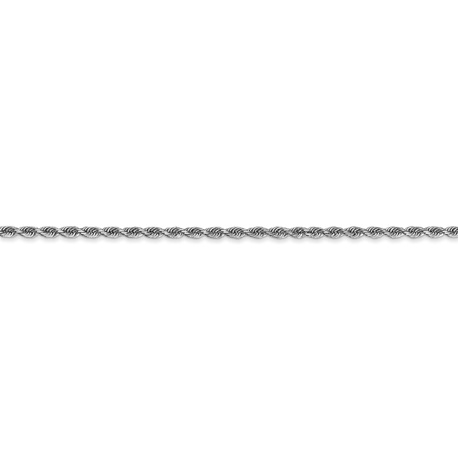 Cadena de cuerda cuádruple D/C de 2 mm de oro blanco de 10 k