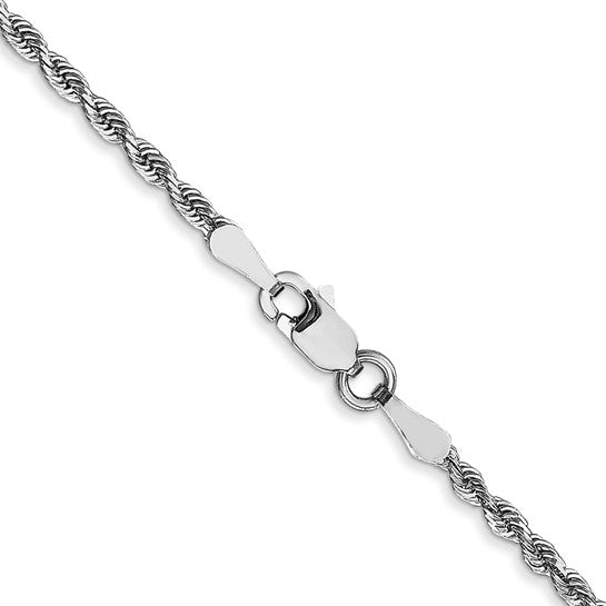 Cadena de Cuerda Cuádruple de Oro Blanco 10K de 16 Pulgadas y 2 mm con Corte de Diamante