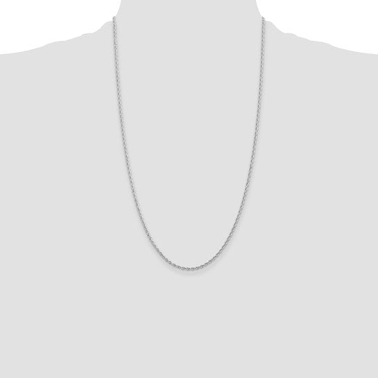 10K White Gold Diamond Cut Quadruple Rope Chain, 26 Inches, 2 mm