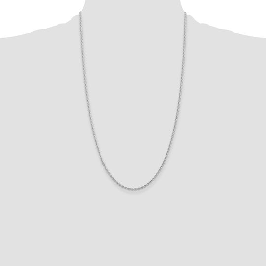 10K White Gold Diamond Cut Quadruple Rope Chain, 26 Inches, 2 mm