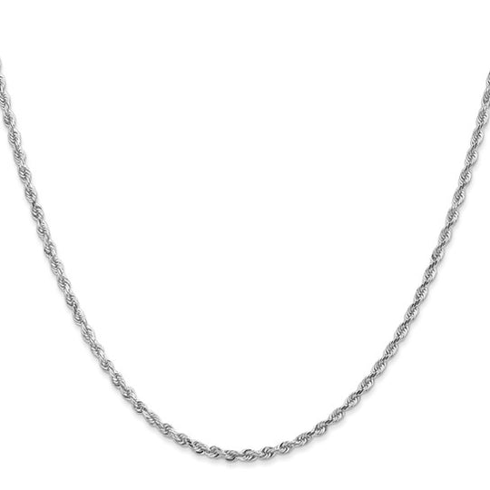10K White Gold Chain, 2.25mm, Diamond Cut, Quadruple Rope