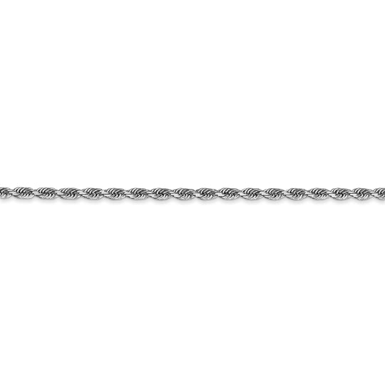 10K White Gold Chain, 2.25mm, Diamond Cut, Quadruple Rope