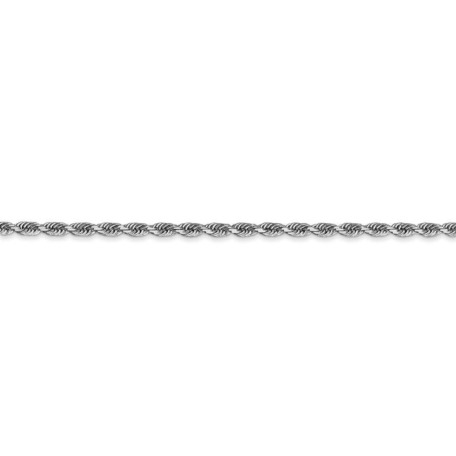 Cadena de Oro Blanco de 10K, 2.25mm, Corte Diamante, Cuádruple Rope