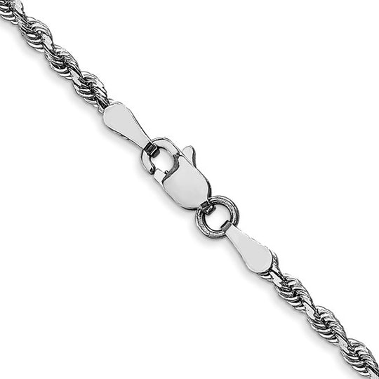 10K White Gold Chain, 2.25mm, Diamond Cut, Quadruple Rope