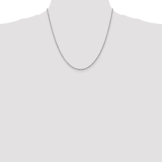 Cadena de Oro Blanco de 10K, 2.25mm, Corte Diamante, Cuádruple Rope
