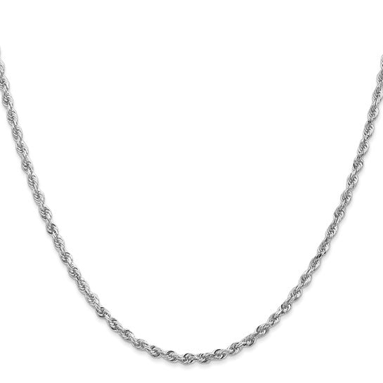 Cadena de Oro Blanco de 10K, 26 Pulgadas, 2.75 mm, Estilo Cuerda Cuádruple con Corte Diamante