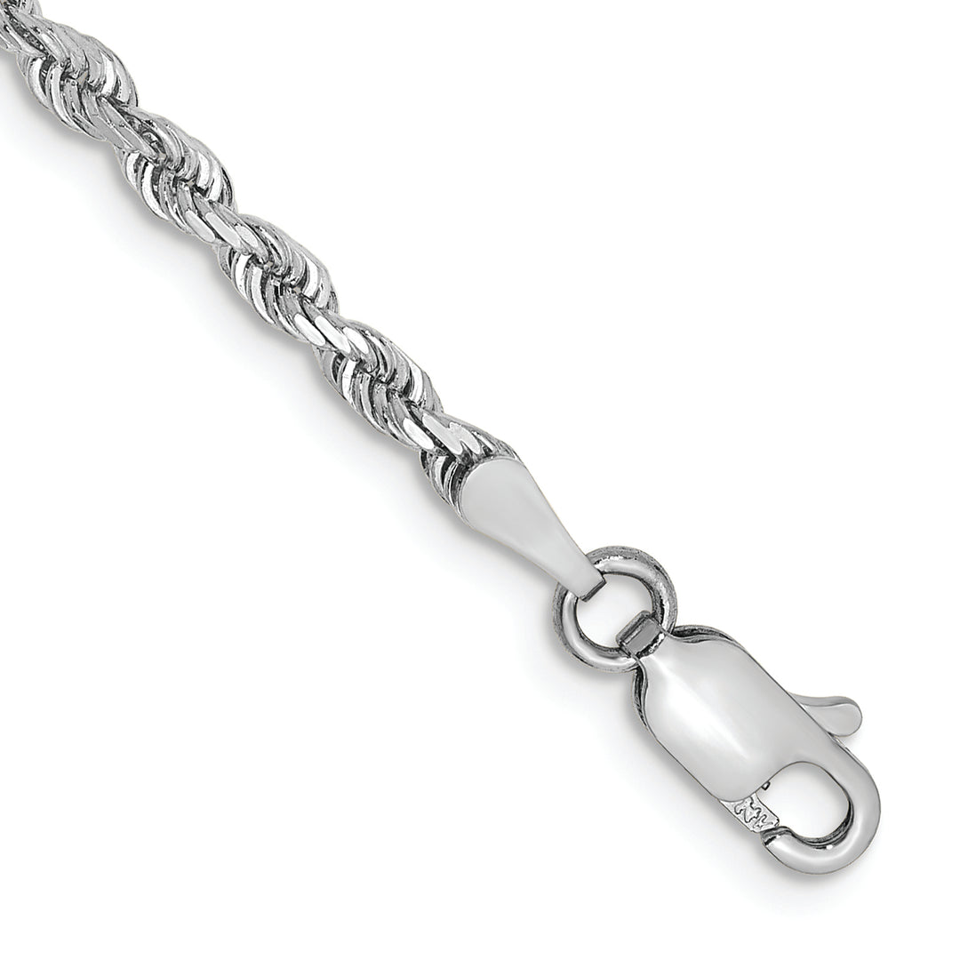 Cadena de Oro Blanco de 10K, 9 Pulgadas, 2.75 mm, Estilo Cuerda Cuádruple con Corte Diamante
