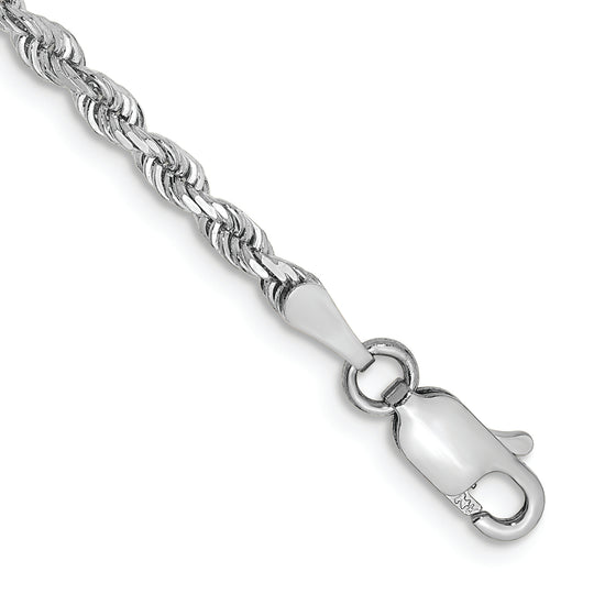 Cadena de Oro Blanco de 10K, 9 Pulgadas, 2.75 mm, Estilo Cuerda Cuádruple con Corte Diamante