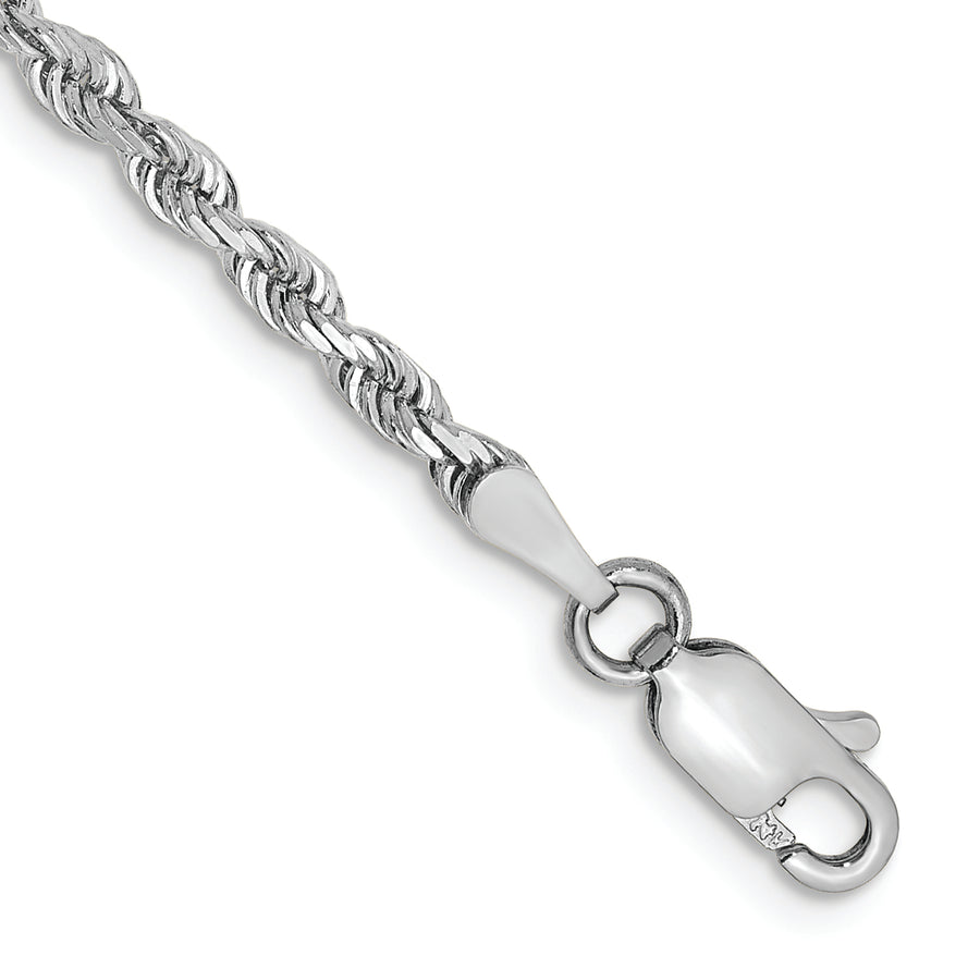 Cadena de Oro Blanco de 10K, 9 Pulgadas, 2.75 mm, Estilo Cuerda Cuádruple con Corte Diamante