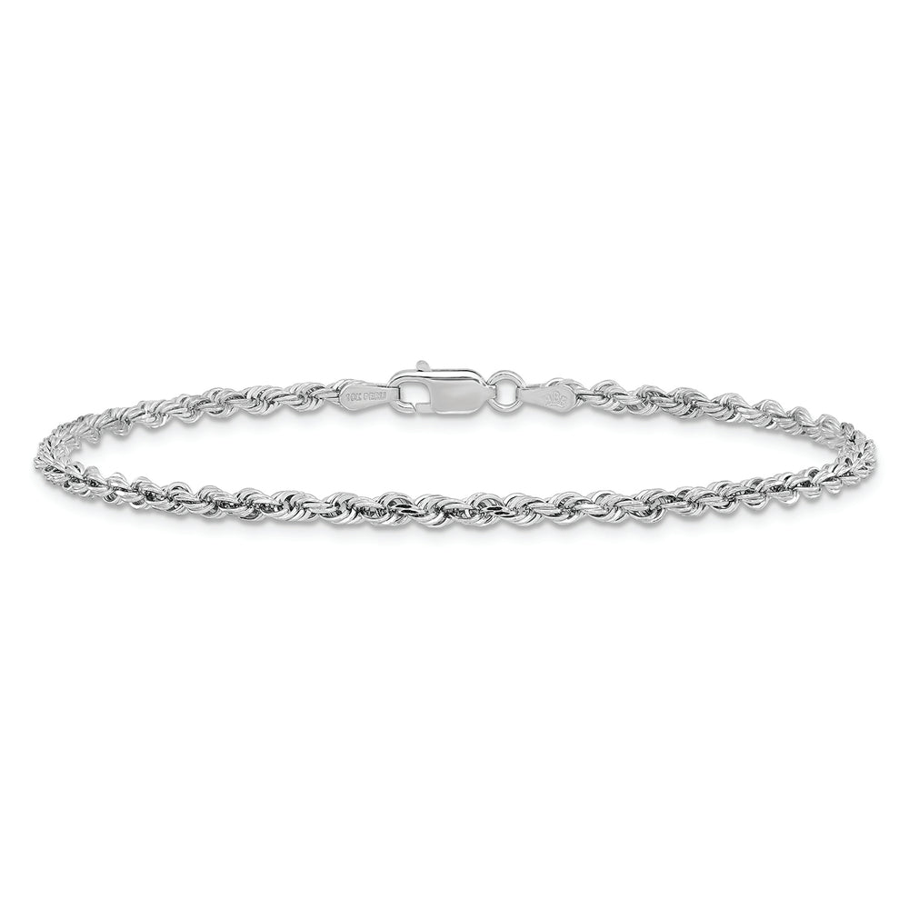 Pulsera de Cuerda Cuádruple de 10k Oro Blanco de 2.75mm con Cierre de Langosta