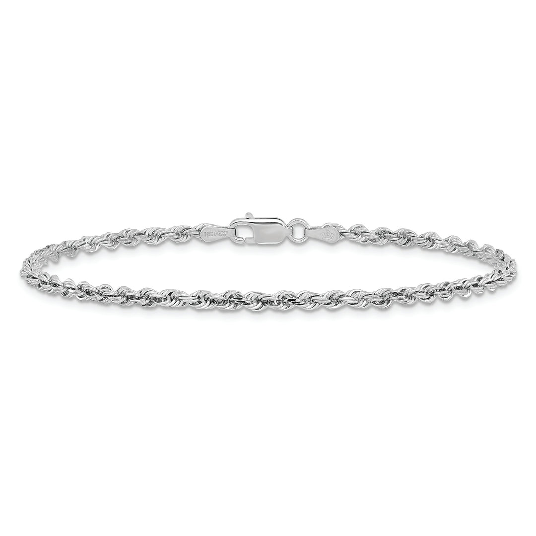 Pulsera de Cuerda Cuádruple de 10k Oro Blanco de 2.75mm con Cierre de Langosta